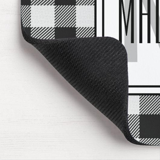 Zwart-wit Buffalo Plaid/Check Monogrammed Muismat (Hoek)