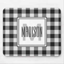 Zwart-wit Buffalo Plaid/Check Monogrammed Muismat