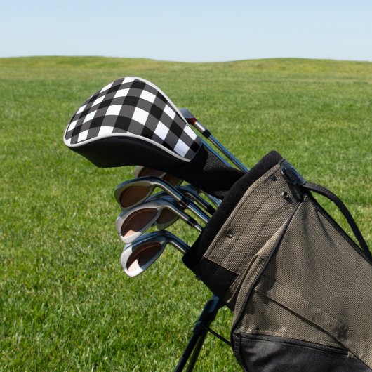 Zwart-wit Buffalo Plaid Checker Patroon Golfheadcover (Insitu)