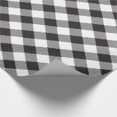 Zwart-wit Buffalo Plaid Country Chic Style Cadeaupapier (Hoek)