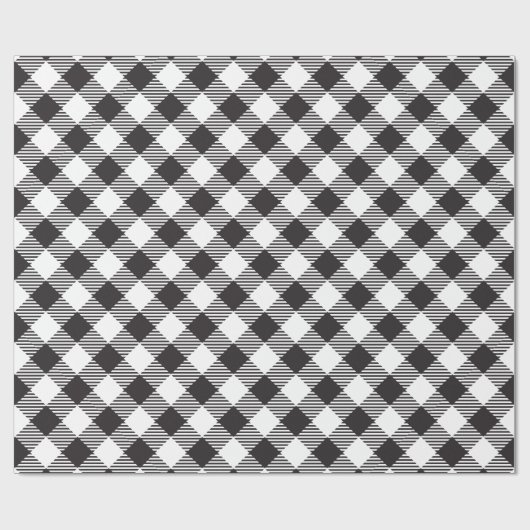 Zwart-wit Buffalo Plaid Country Chic Style Cadeaupapier (Vlak)