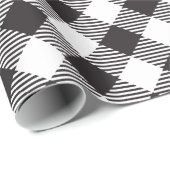 Zwart-wit Buffalo Plaid Country Chic Style Cadeaupapier (Rol Hoek)