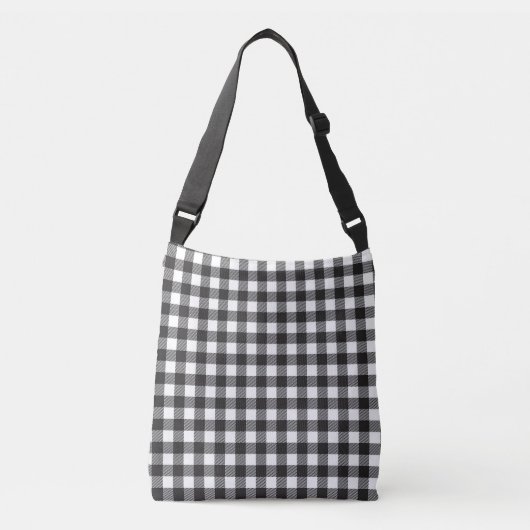 Zwart-wit Buffalo Plaid Cross Body Bag Crossbody Tas (Voorkant)