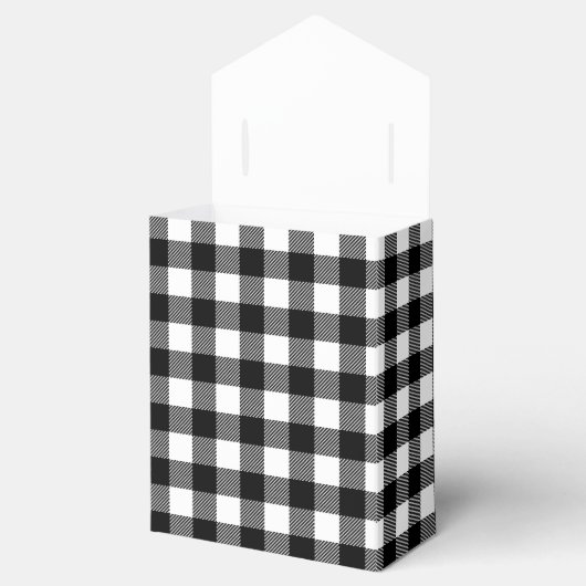 Zwart-wit Buffalo Plaid Dank u Bedankdoosjes (Geopend)