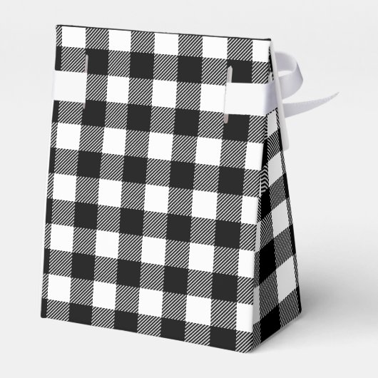 Zwart-wit Buffalo Plaid Dank u Bedankdoosjes (Achterkant)