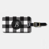 Zwart-wit Buffalo Plaid Geruite Pleinen Bagagelabel (Voorkant horizontaal)