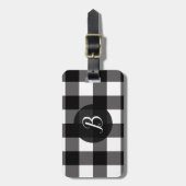 Zwart-wit Buffalo Plaid Geruite Pleinen Bagagelabel (Voorkant verticaal)