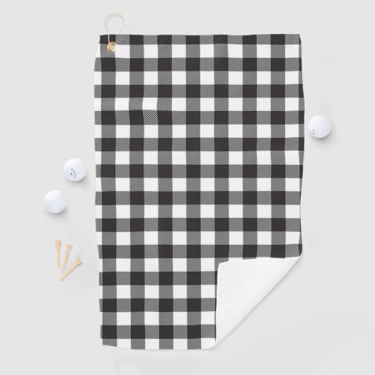 Zwart-wit Buffalo Plaid Golf Handdoek (Insitu)