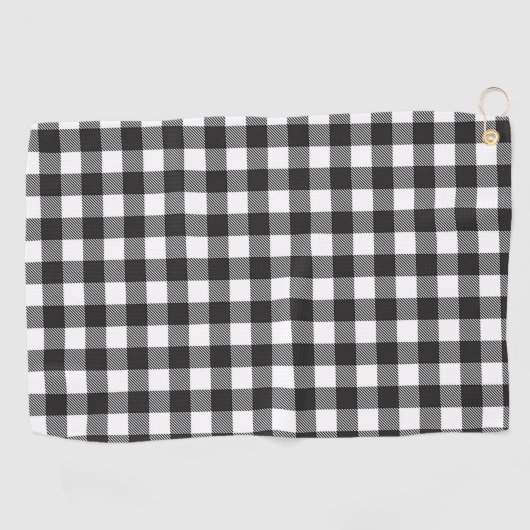 Zwart-wit Buffalo Plaid Golf Handdoek (Horizontaal)