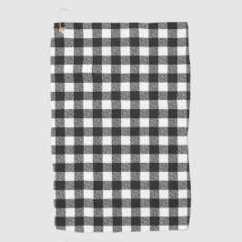 Zwart-wit Buffalo Plaid Golf Handdoek