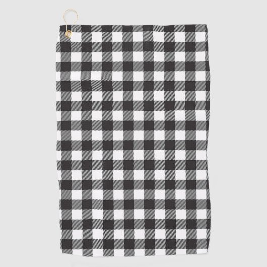 Zwart-wit Buffalo Plaid Golf Handdoek (Voorkant)