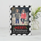 Zwart-wit Buffalo Plaid Kerstkaart (Staand voorkant)