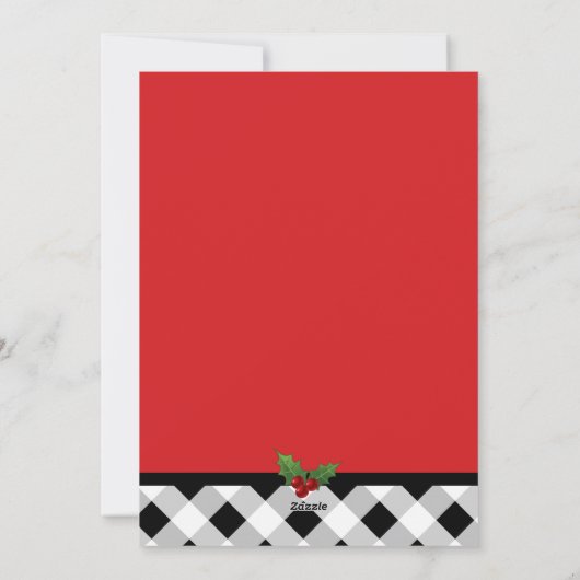 Zwart-wit Buffalo Plaid Kerstkaart (Achterkant)