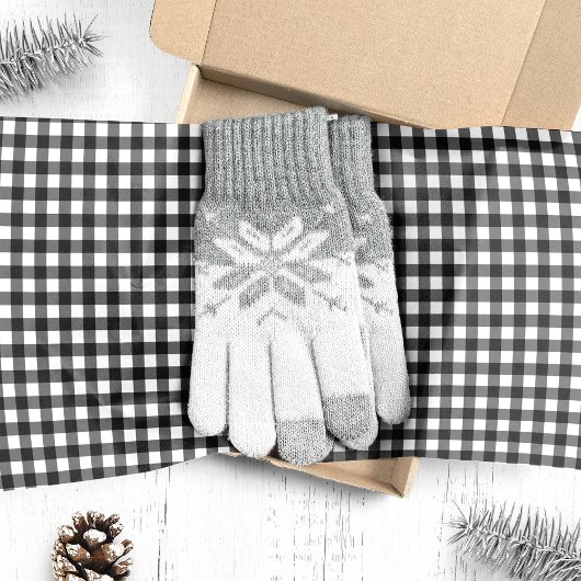 Zwart-wit Buffalo Plaid Kerstmis Tissuepapier