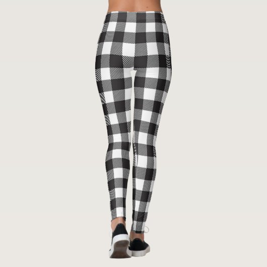 Zwart-wit Buffalo Plaid Leggings (Achterkant)