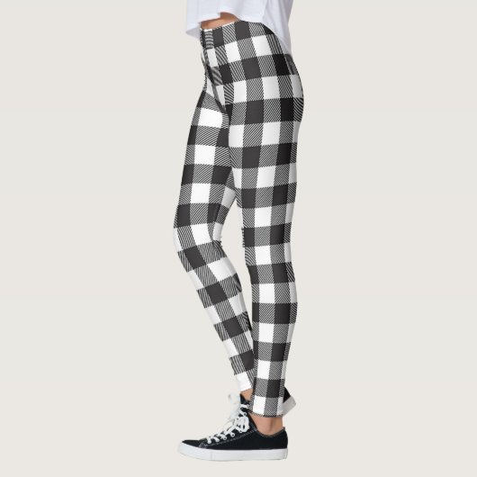 Zwart-wit Buffalo Plaid Leggings (Links)