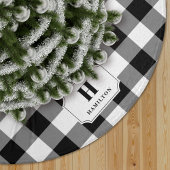 Zwart-wit Buffalo Plaid Monogram Kerstboom Rok