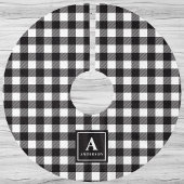 Zwart-wit Buffalo Plaid Monogram Kerstboom Rok