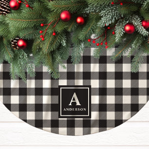 Zwart-wit Buffalo Plaid Monogram Kerstboom Rok