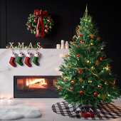 Zwart-wit Buffalo Plaid Monogram Kerstboom Rok
