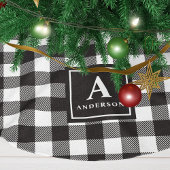 Zwart-wit Buffalo Plaid Monogram Kerstboom Rok