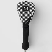 Zwart-wit Buffalo Plaid Monogram | Naam Golfheadcover (Voorkant)