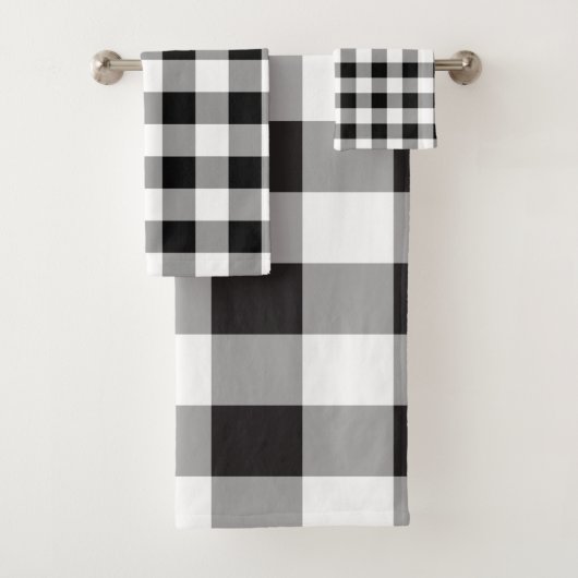Zwart-wit Buffalo Plaid Pattern Modern Bad Handdoek (Insitu)