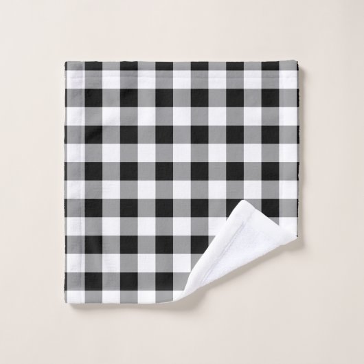 Zwart-wit Buffalo Plaid Pattern Modern Bad Handdoek (Wasdoekje)
