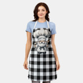 Zwart-wit Buffalo Plaid Schort (Gedragen)