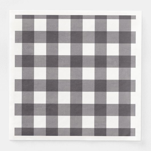 Zwart-wit Buffalo Plaid Servet (Voorkant)