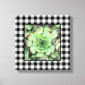 Zwart-wit Buffalo Plaid Square Foto Canvas Afdruk (Voorkant)