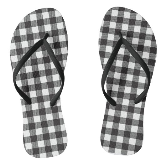 Zwart-wit Buffalo Plaid Teenslippers (Voetbed)