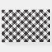 Zwart-wit Buffalo Plaid Zonnebloem Huwelijk Gastenboek (Achterkant)