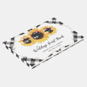 Zwart-wit Buffalo Plaid Zonnebloem Huwelijk Gastenboek (Hoek)