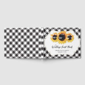Zwart-wit Buffalo Plaid Zonnebloem Huwelijk Gastenboek (Volledig)