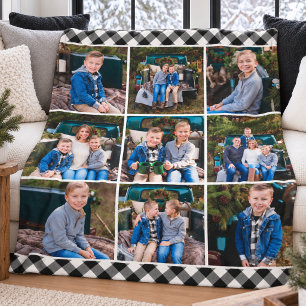 Zwart Wit Buffalo Schotse Ruit Foto Collage Fleece Deken