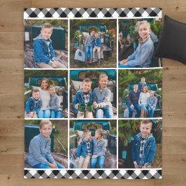 Zwart Wit Buffalo Schotse Ruit Foto Collage Fleece Deken