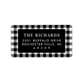 Zwart wit buffalo speldenvakantieadres etiket (Voorkant)
