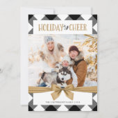 Zwart & Wit Buffel Check Bruin Kraft CHEER Feestdagenkaart (Voorkant)