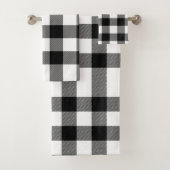 Zwart Wit Buffel Check Gingham Plaid Bad Handdoek (Insitu)