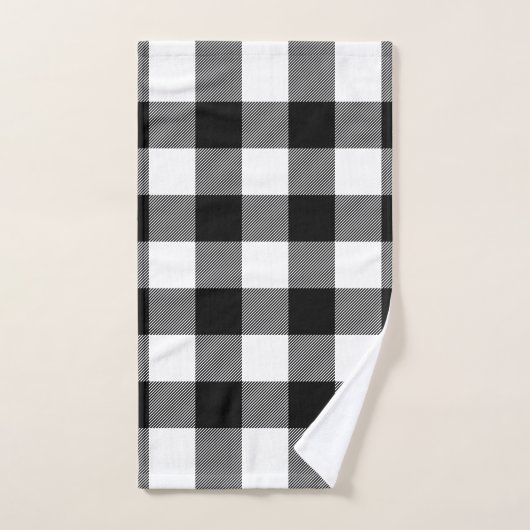 Zwart Wit Buffel Check Gingham Plaid Bad Handdoek (Handdoek)