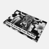 Zwart Wit Buffel Check Koe Flowers Deurmat (Schuin)