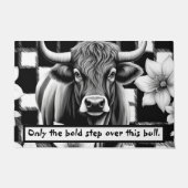 Zwart Wit Buffel Check Koe Flowers Deurmat (Voorkant)