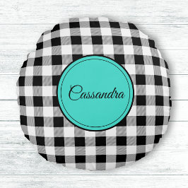 Zwart & Wit Buffel Check Meditatie Rond Kussen