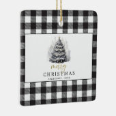 Zwart Wit Buffel Check Plaid Vrolijk Kerstfeest Keramisch Ornament (Rechts)