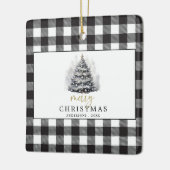 Zwart Wit Buffel Check Plaid Vrolijk Kerstfeest Keramisch Ornament (Links)