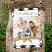 Zwart & Wit Buffel Check Vrolijk Kerstfeest Feestdagenkaart