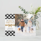 Zwart-wit Buffel Controleer Bruin Kraft Feestdagenkaart (Staand voorkant)