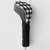 Zwart & wit buffel geruit patroon golfheadcover (Schuin)