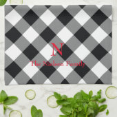 Zwart Wit Buffel geruite Monogram Keukenhanddoek (Gevouwen)
